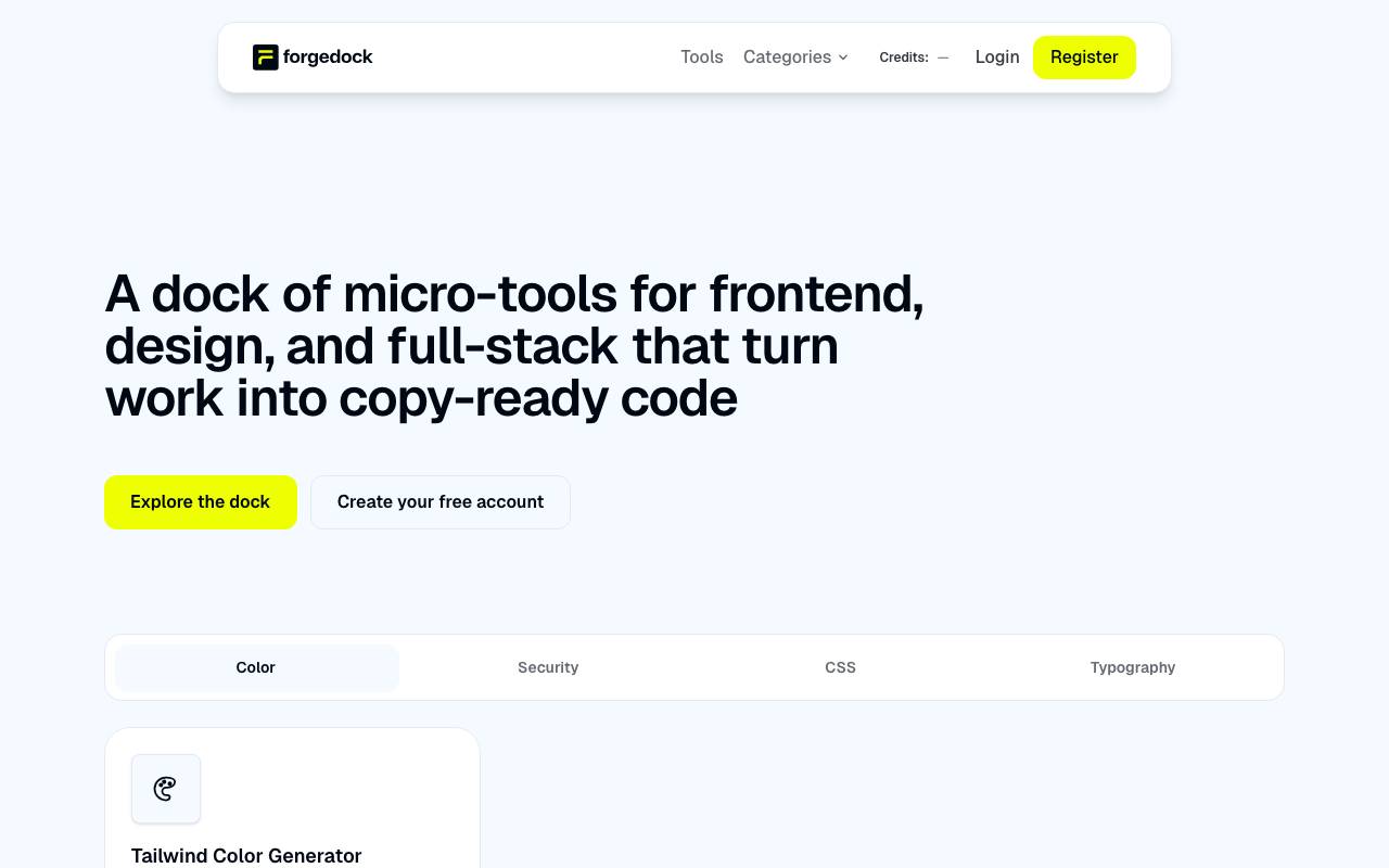 Forgedock website preview