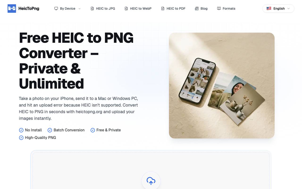 Free HEIC to PNG Converter website preview