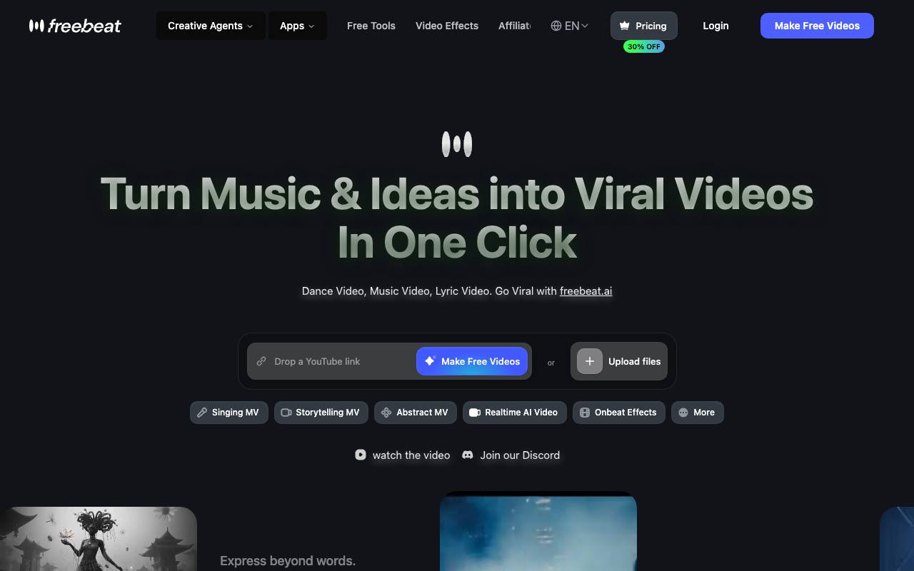 freebeat AI website preview