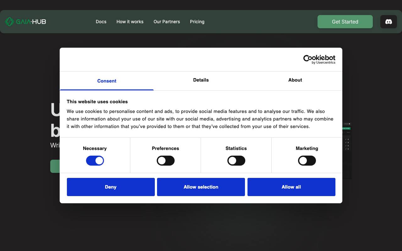 GaiaHub website preview
