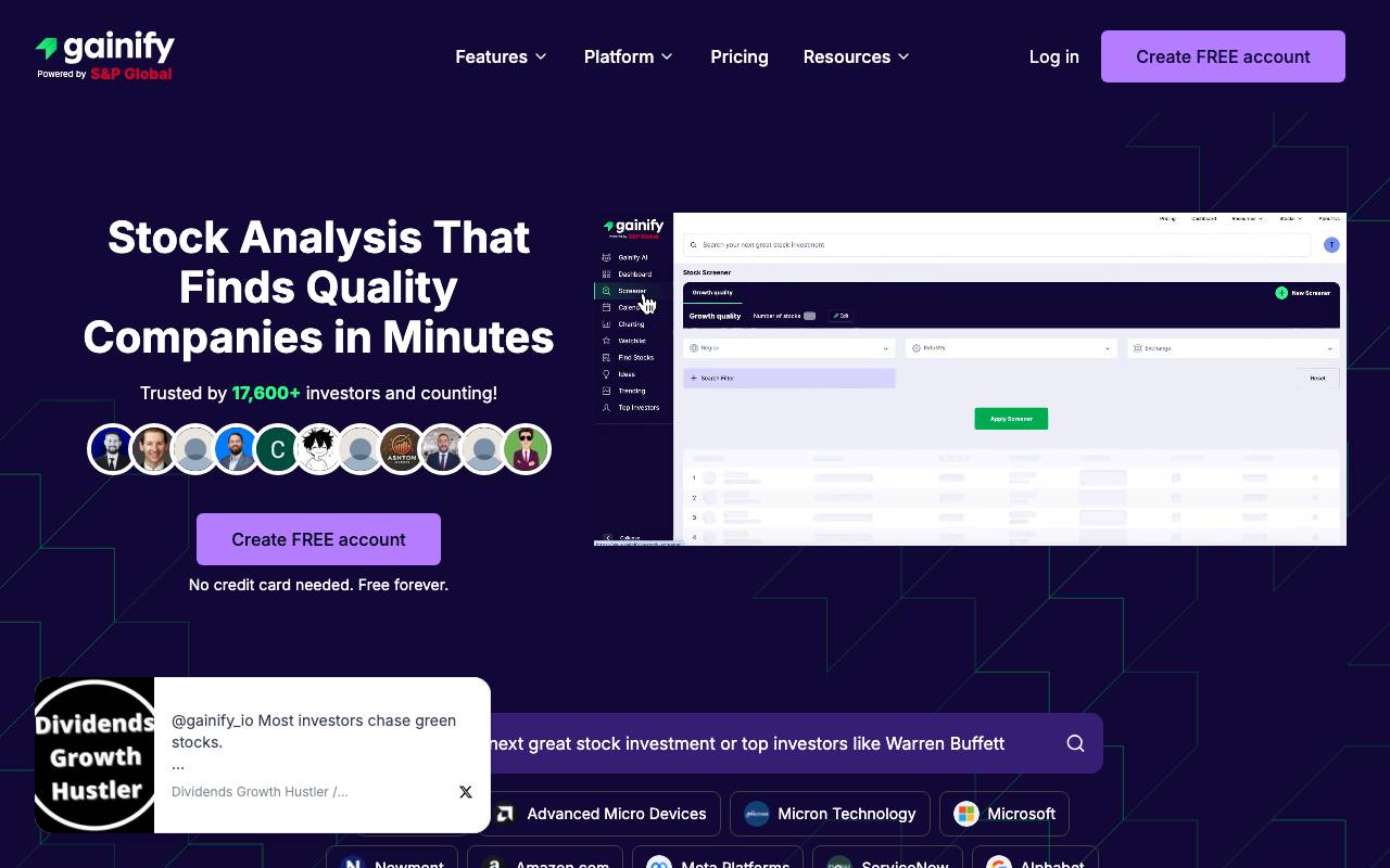 Gainify website preview
