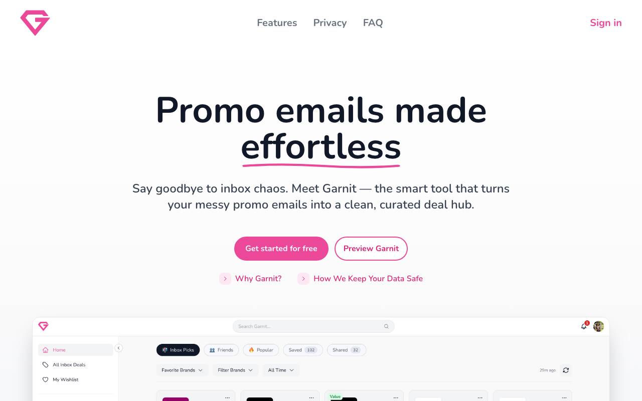 Garnit website preview