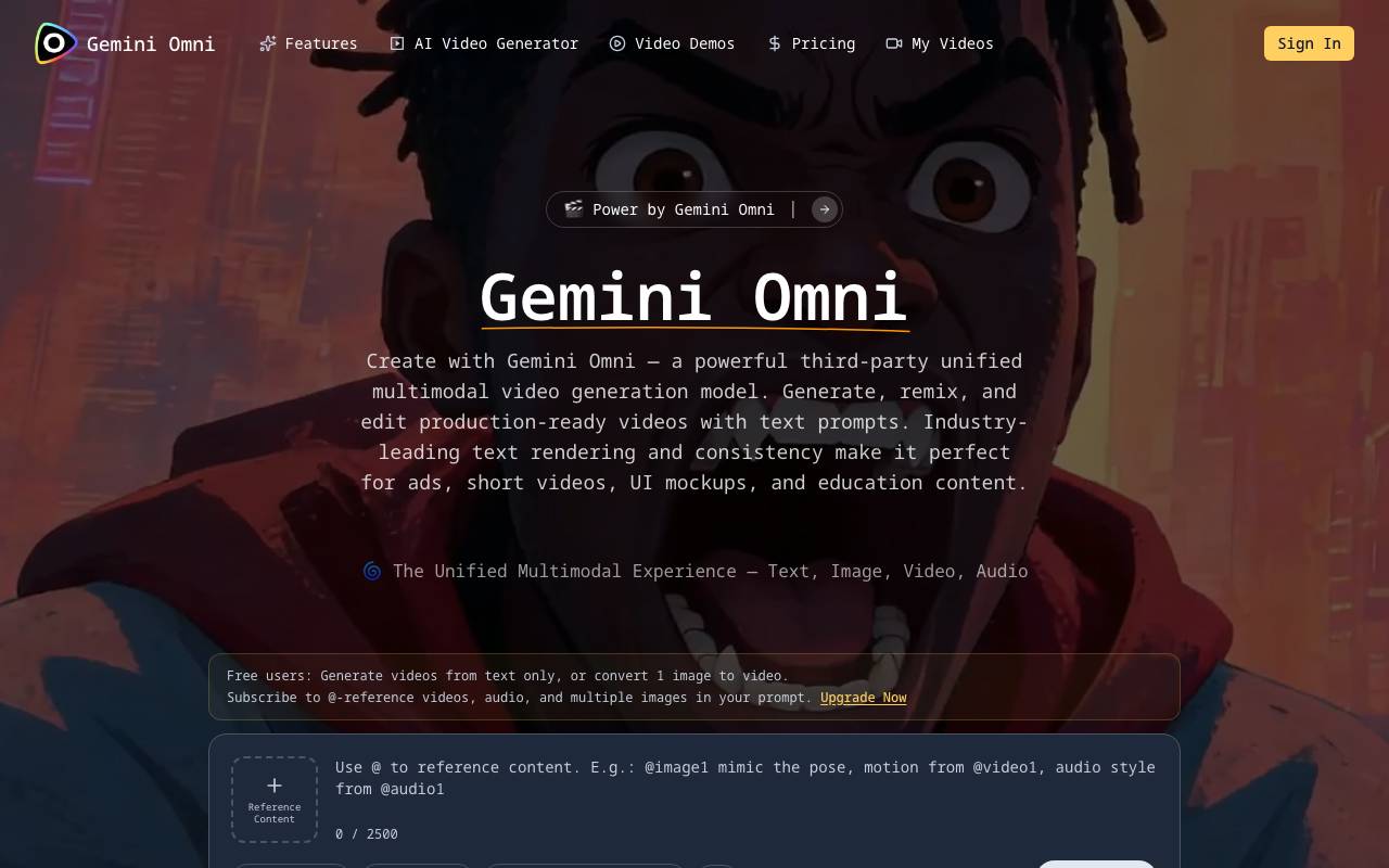 Gemini Omni website preview