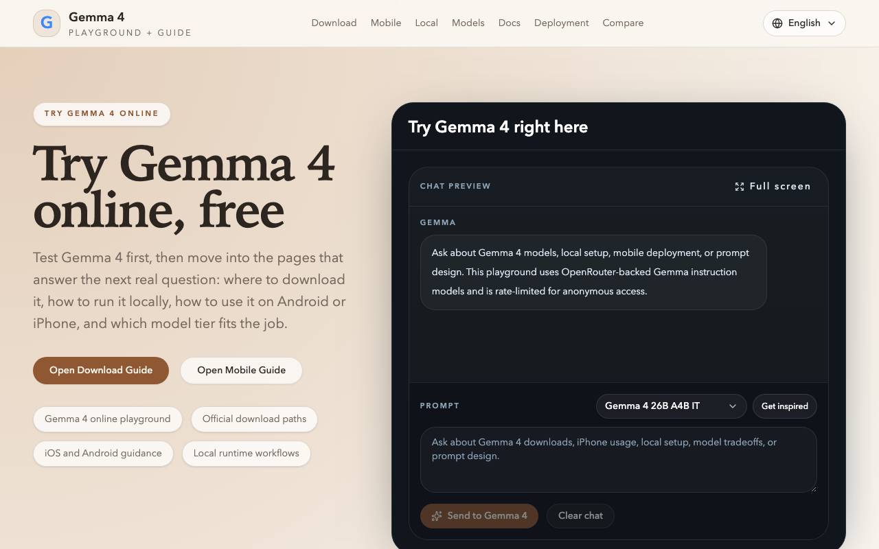 Gemma 4 website preview