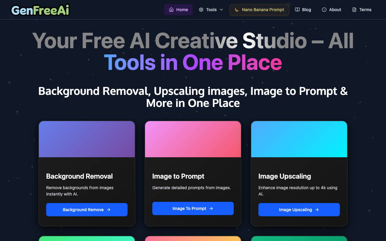 GenFreeAI website preview
