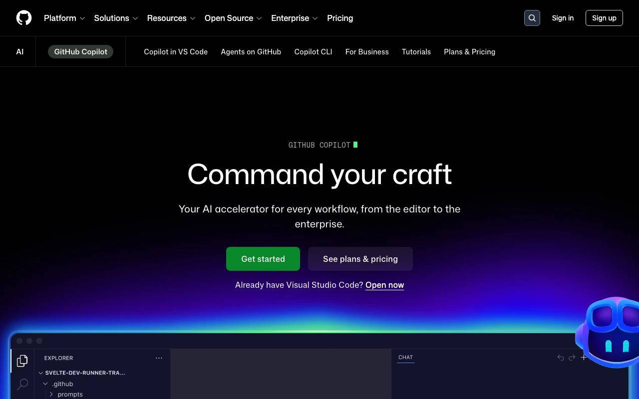 GitHub Copilot website preview