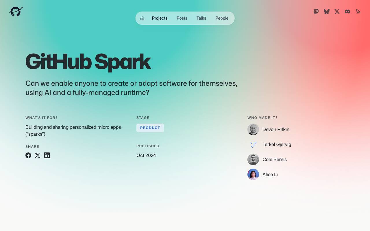 GitHub Spark AI website preview