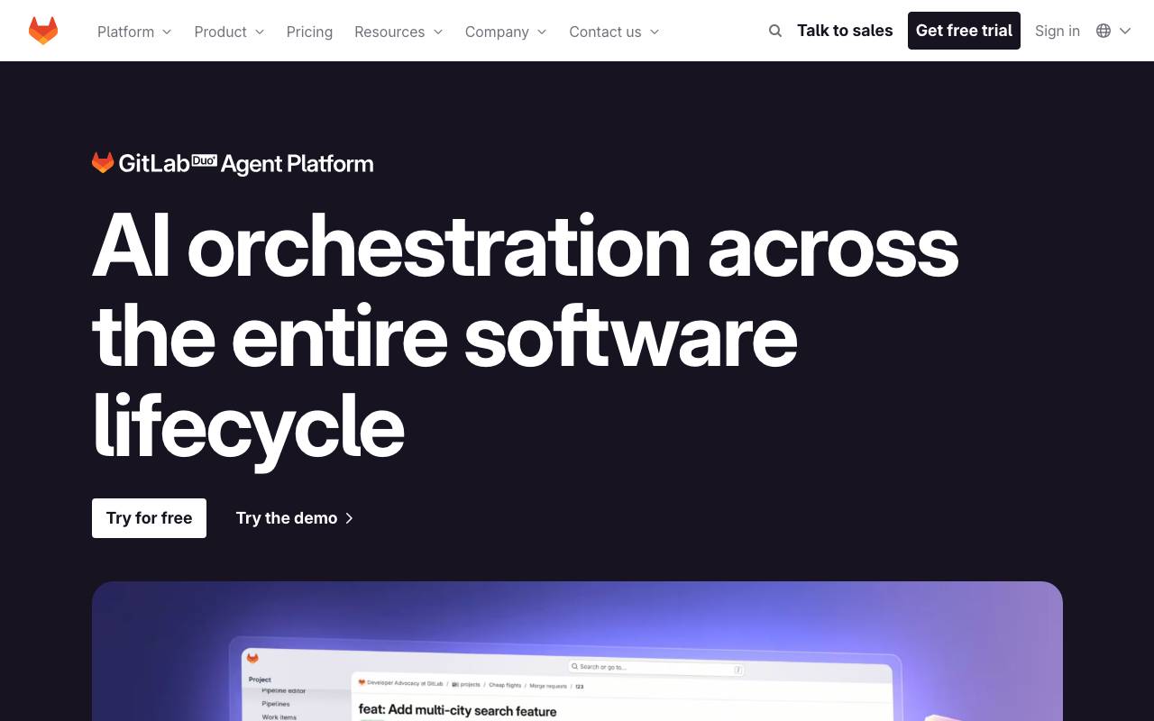 GitLab Duo website preview
