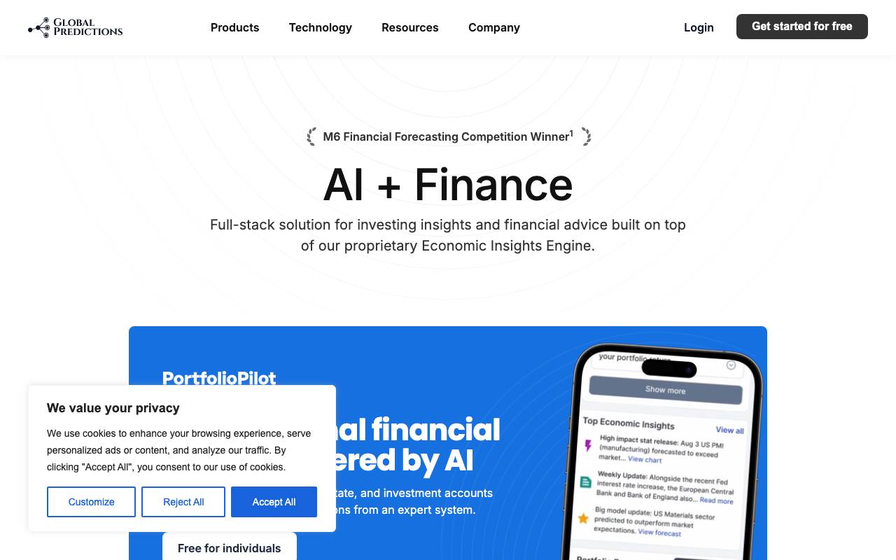 Global Predictions website preview