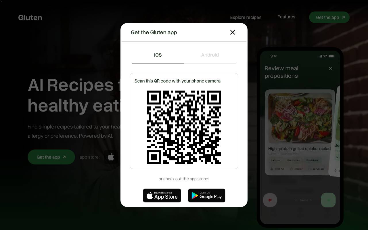 Gluten AI website preview