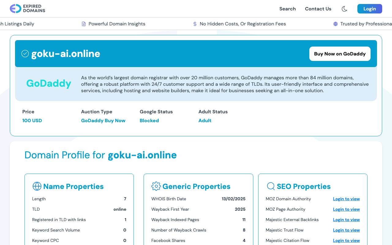 Goku AI Video Generator website preview
