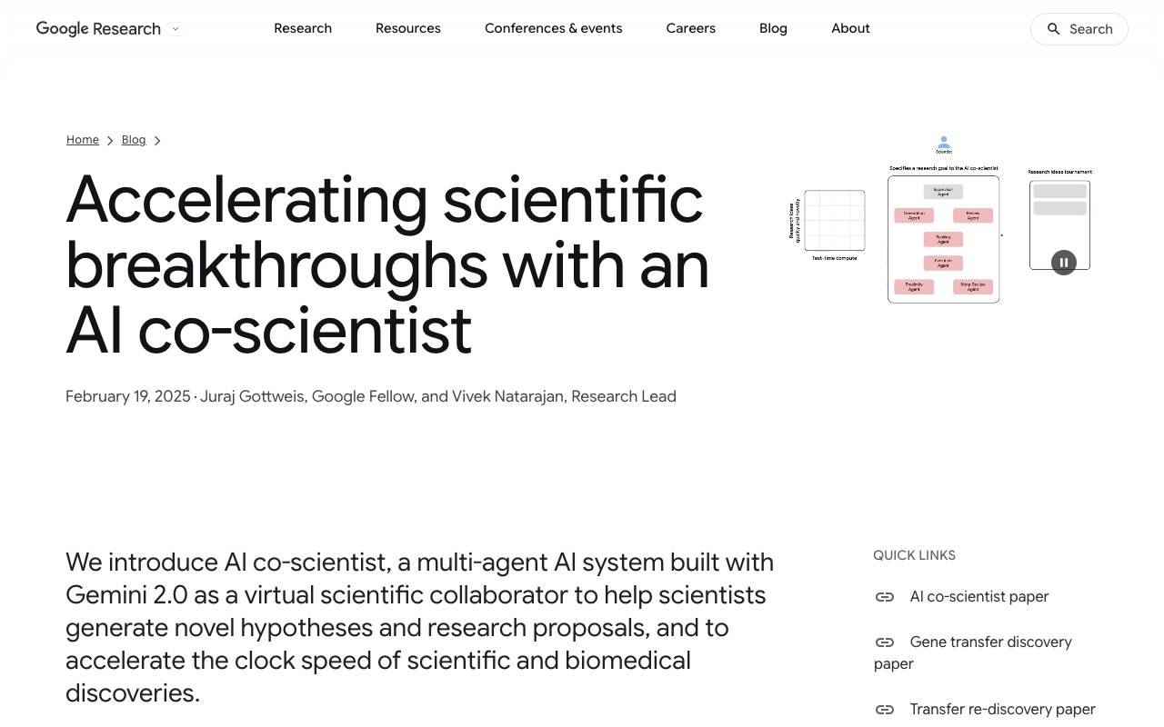 Google AI Co-Scientist website preview