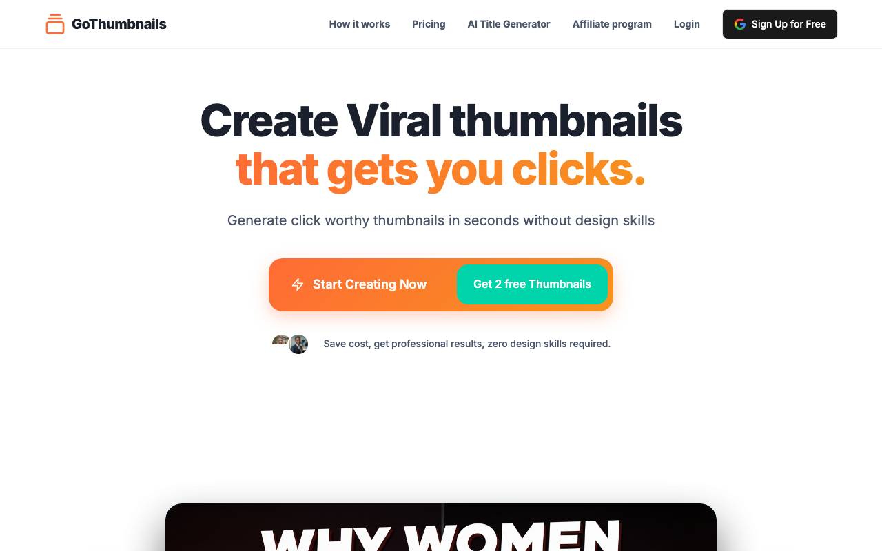 GoThumbnails website preview