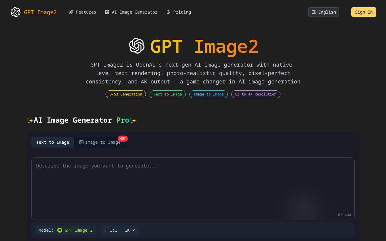 GPTImage-2 website preview