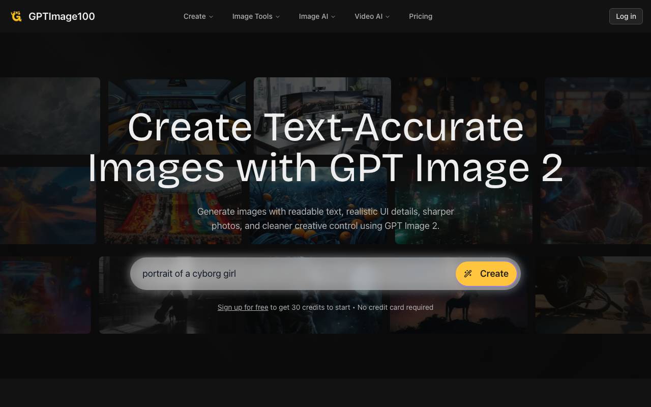 GPTImage100 website preview