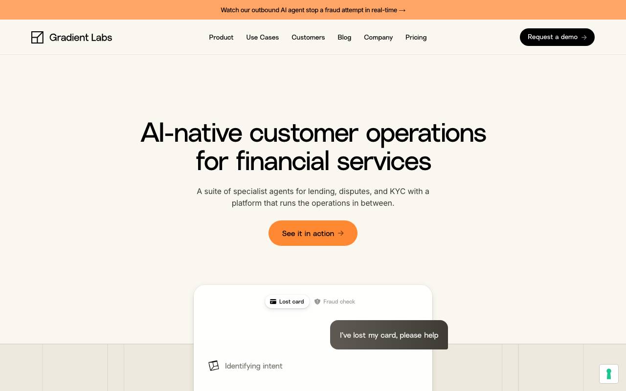 Gradient Labs AI website preview
