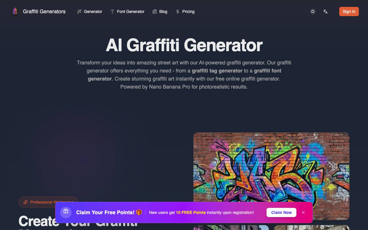 graffiti generator website preview
