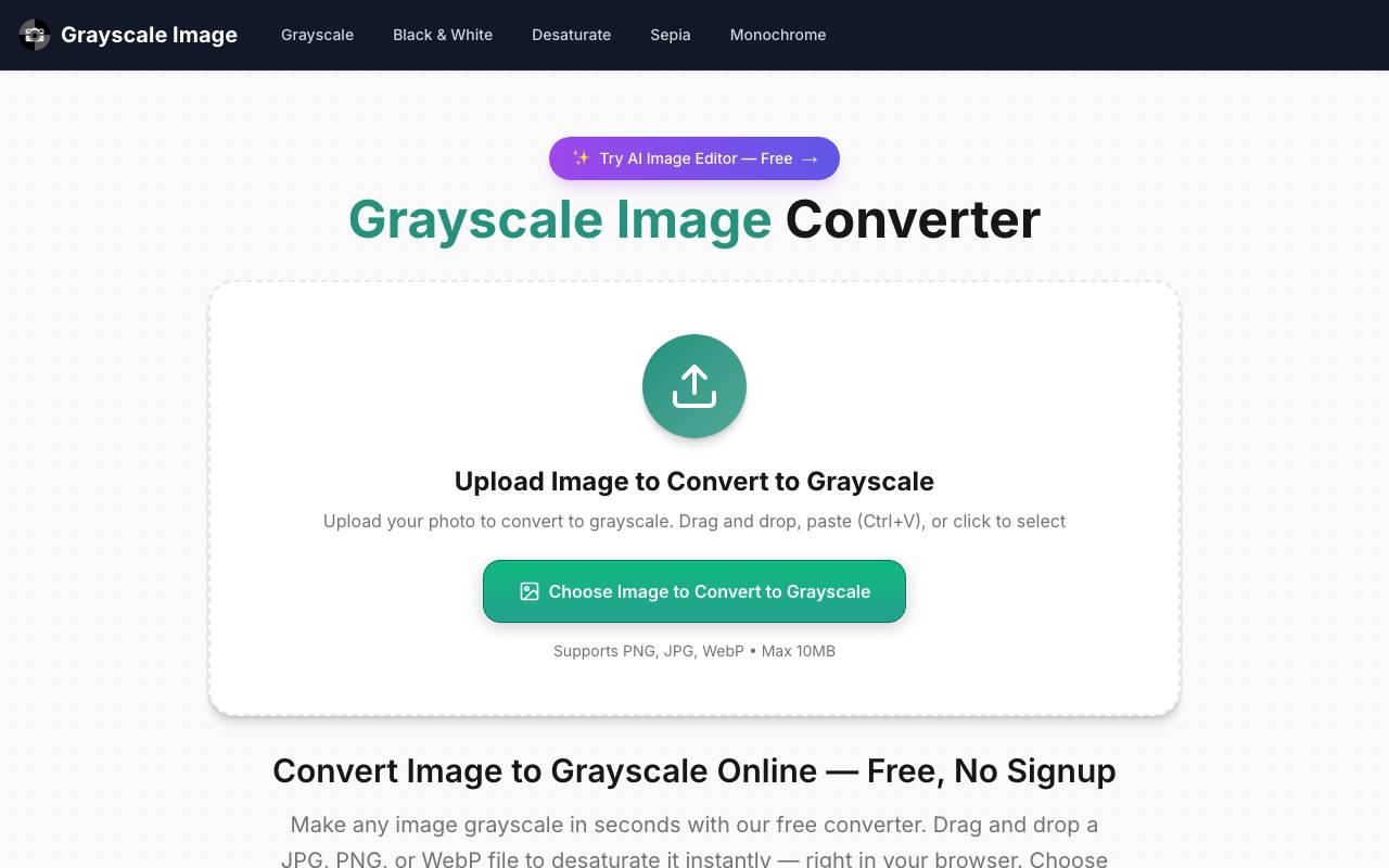 Grayscale Image website preview