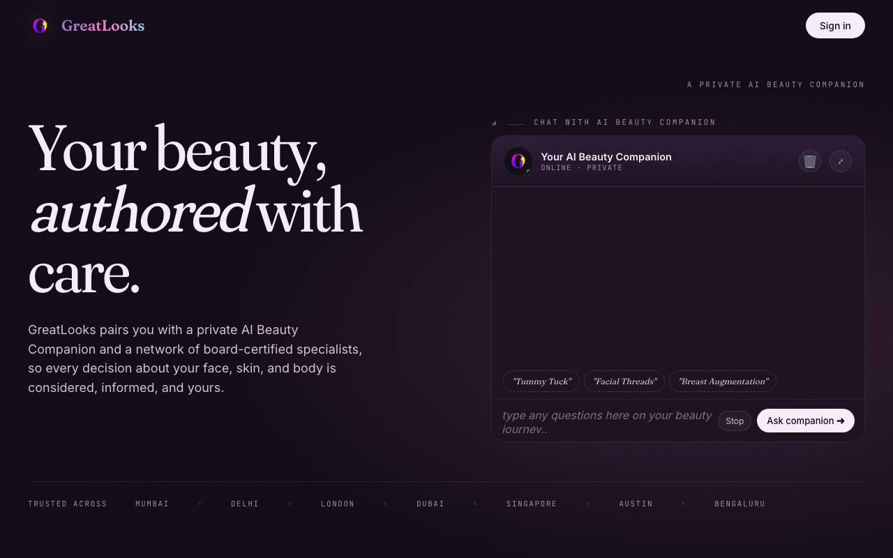 Greatlooks AI website preview