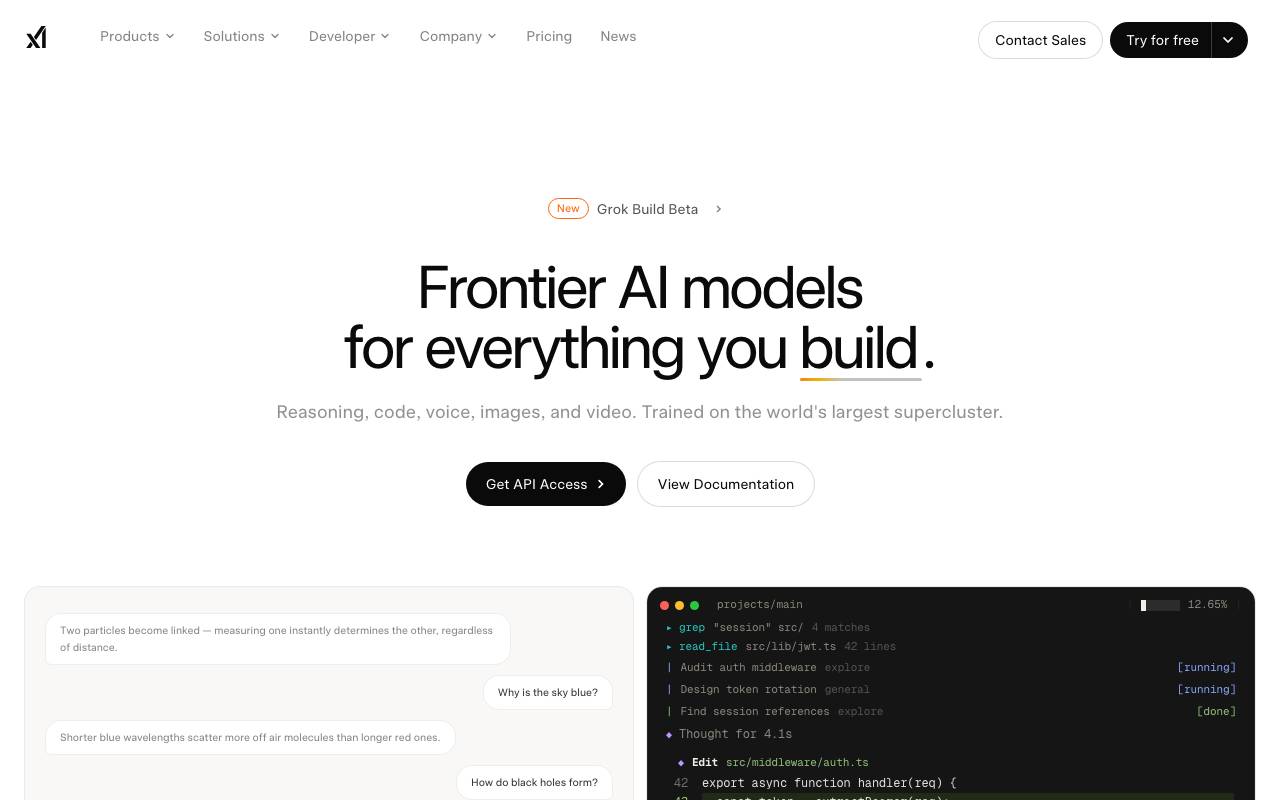 Grok 2 website preview