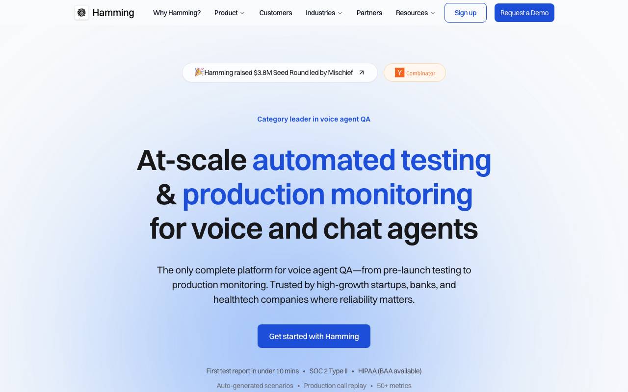 Hamming AI website preview