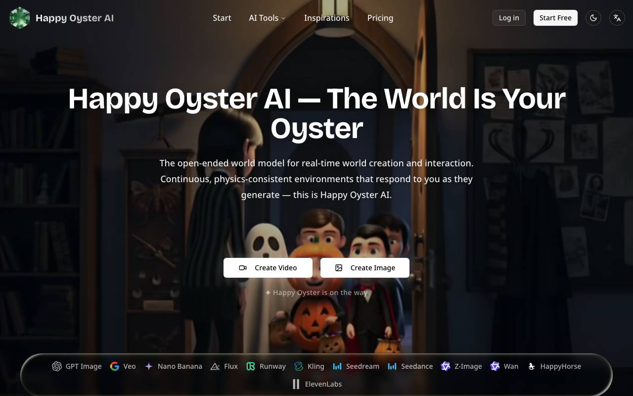 Happy Oyster AI website preview