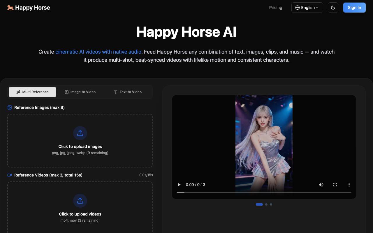 HappyHorse AI website preview