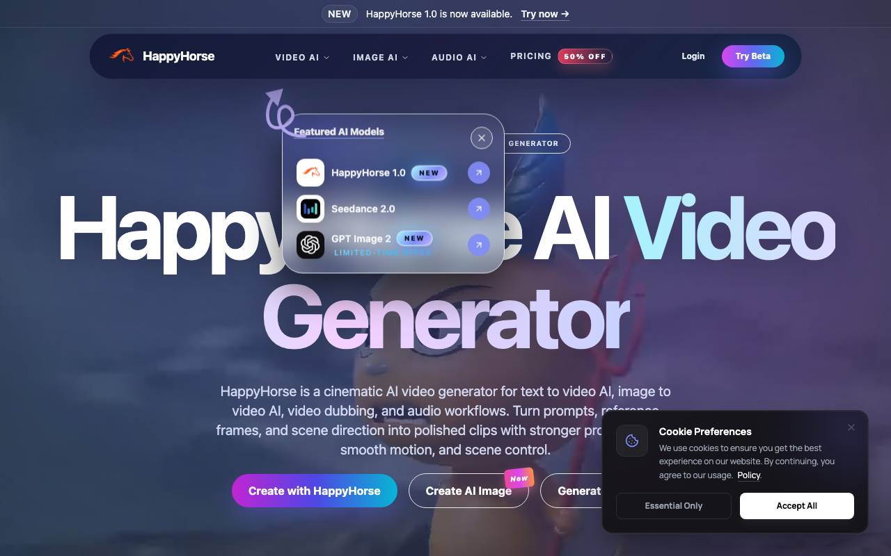 HappyHorse AI Video website preview