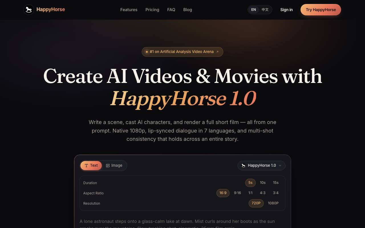 HappyHorse AI Video1.0 website preview