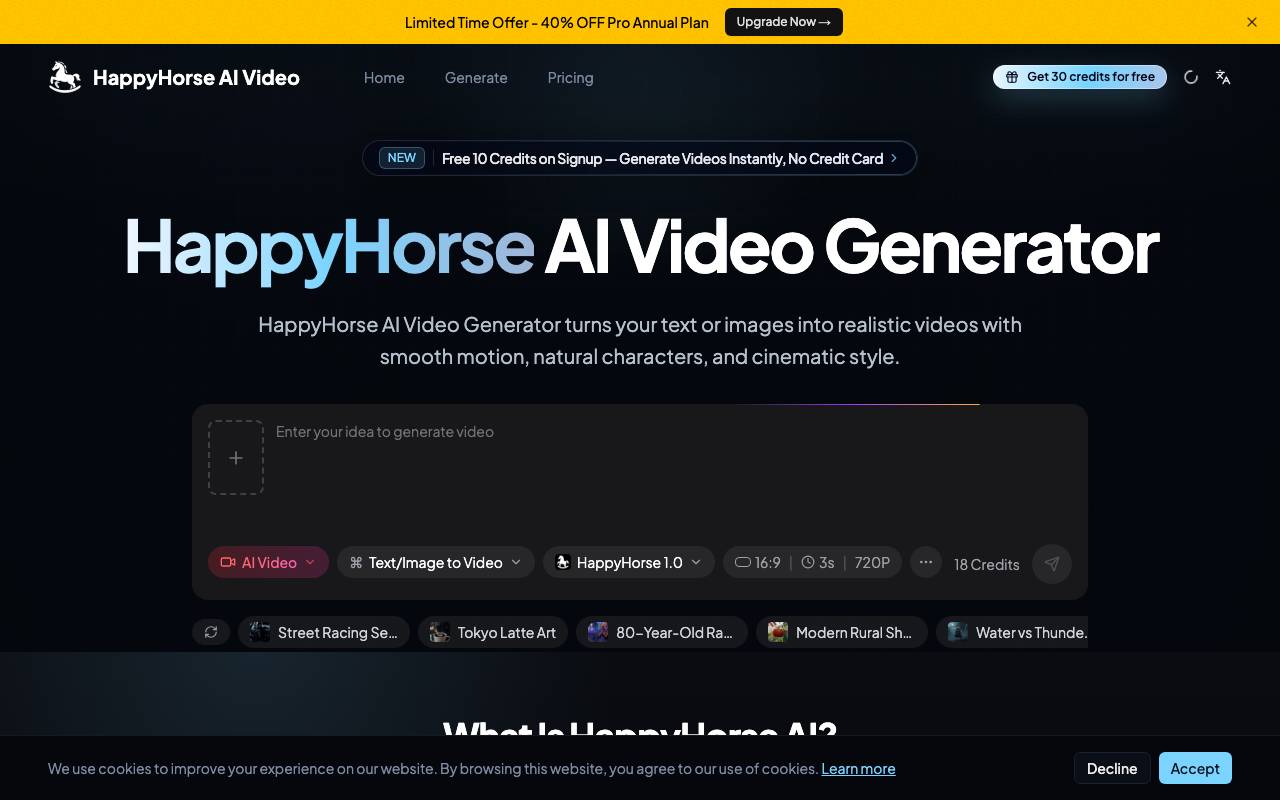 HappyHorse Video website preview