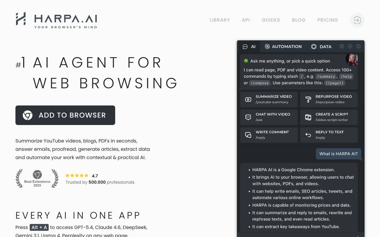 HARPA AI website preview