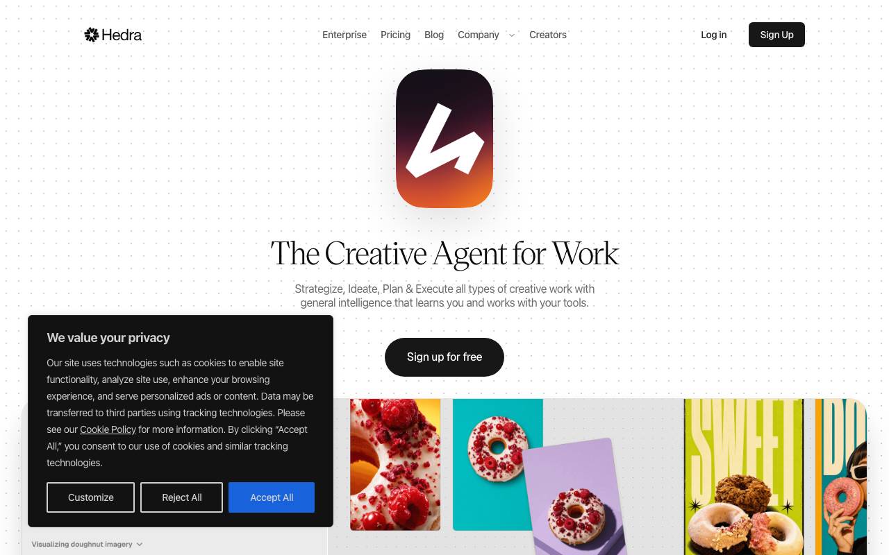 Hedra website preview