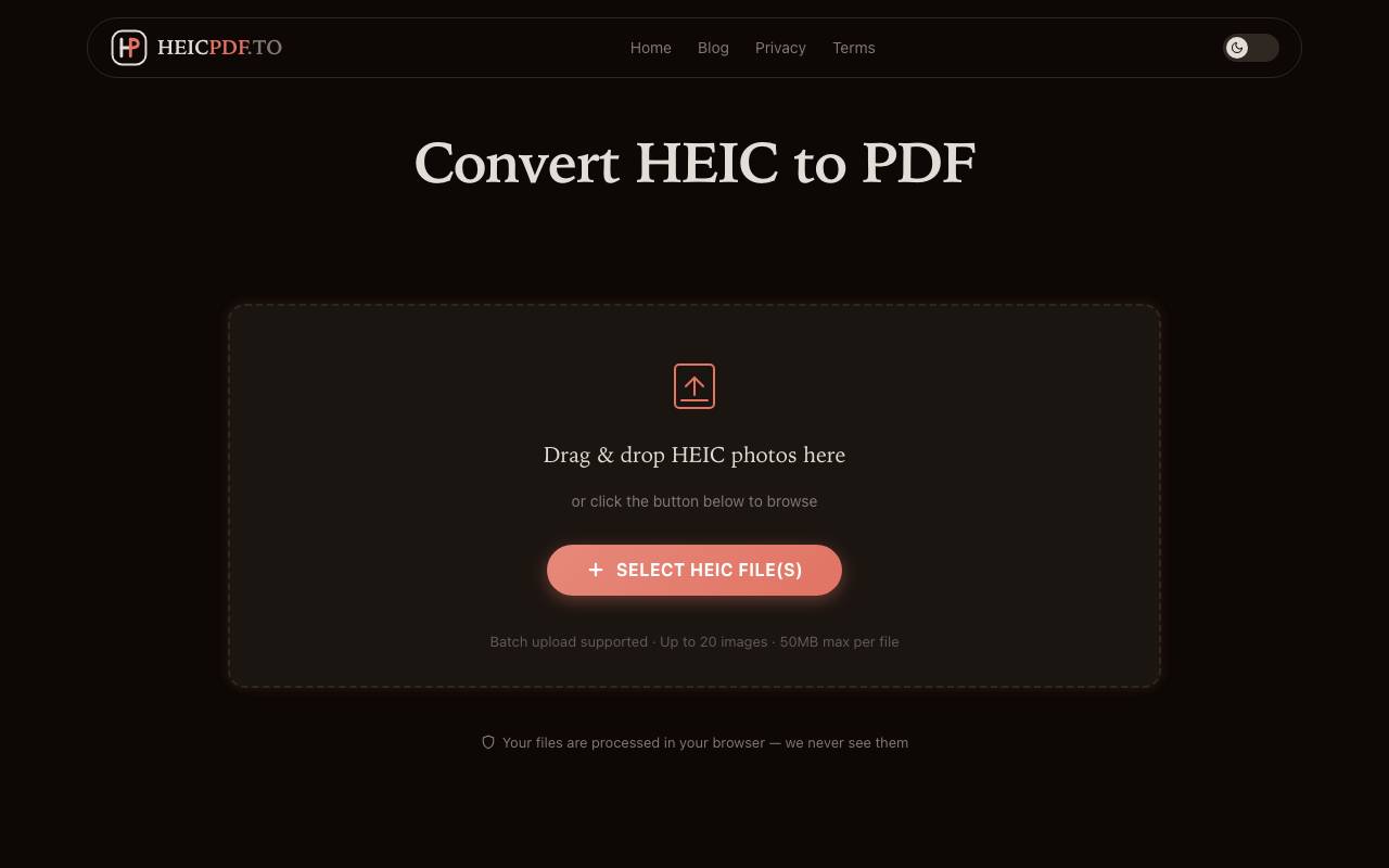 HEICPDF.TO website preview
