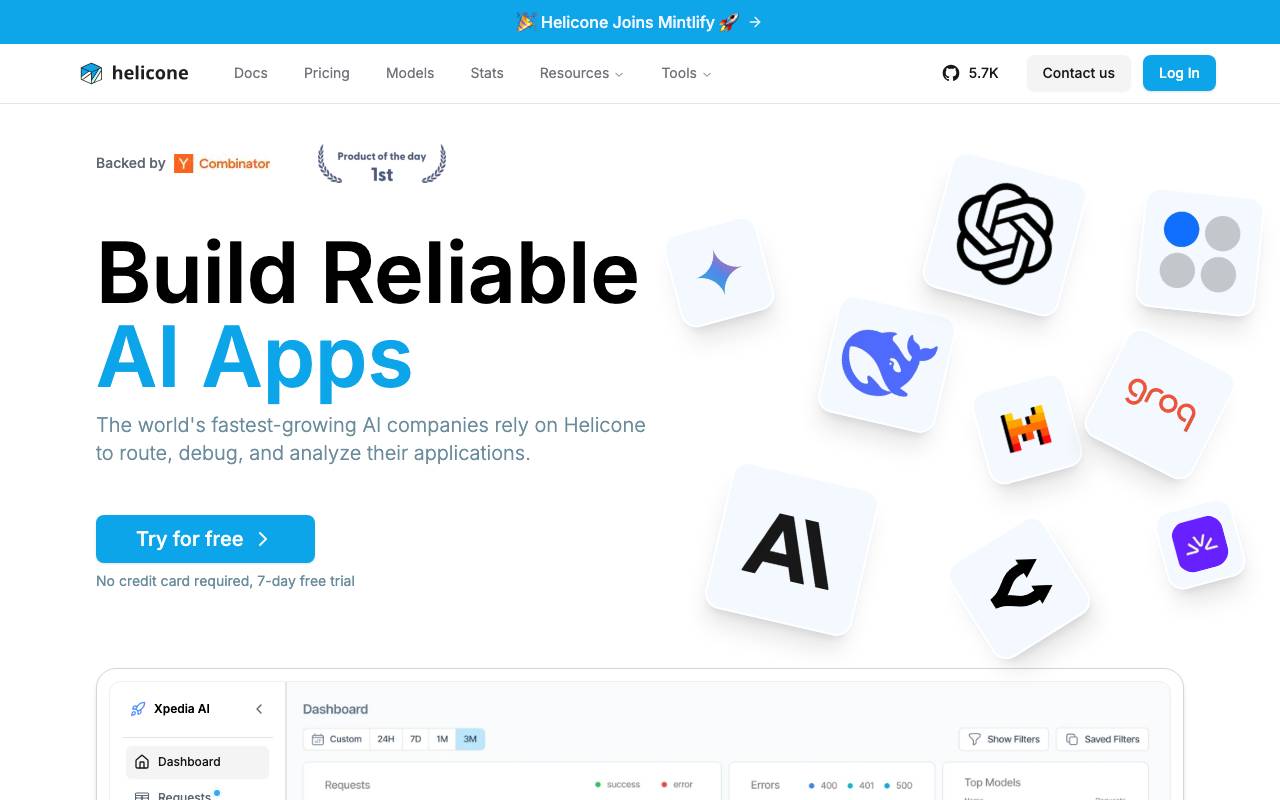 Helicone website preview