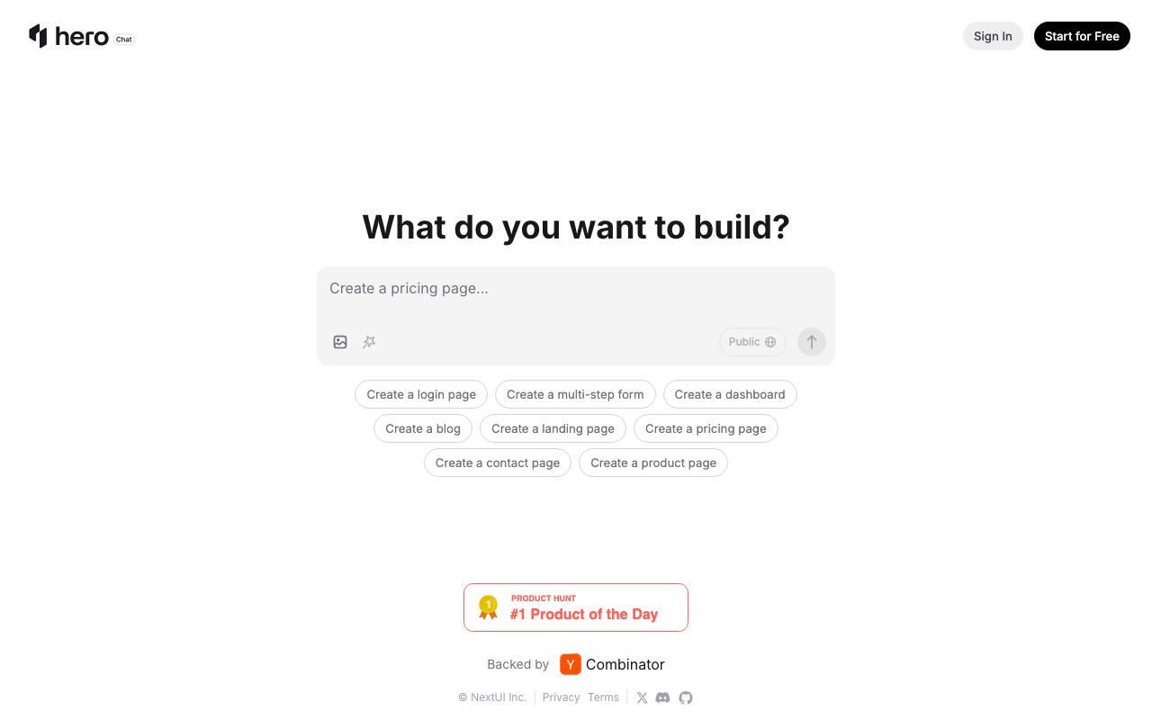 HeroUI website preview