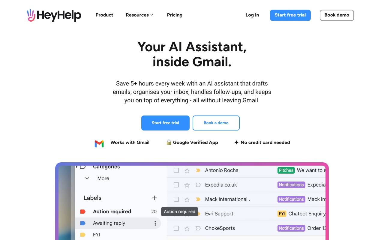 Hey Help website preview