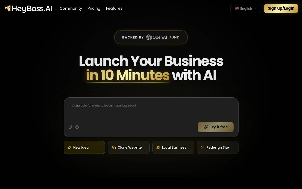 HeyBoss AI website preview