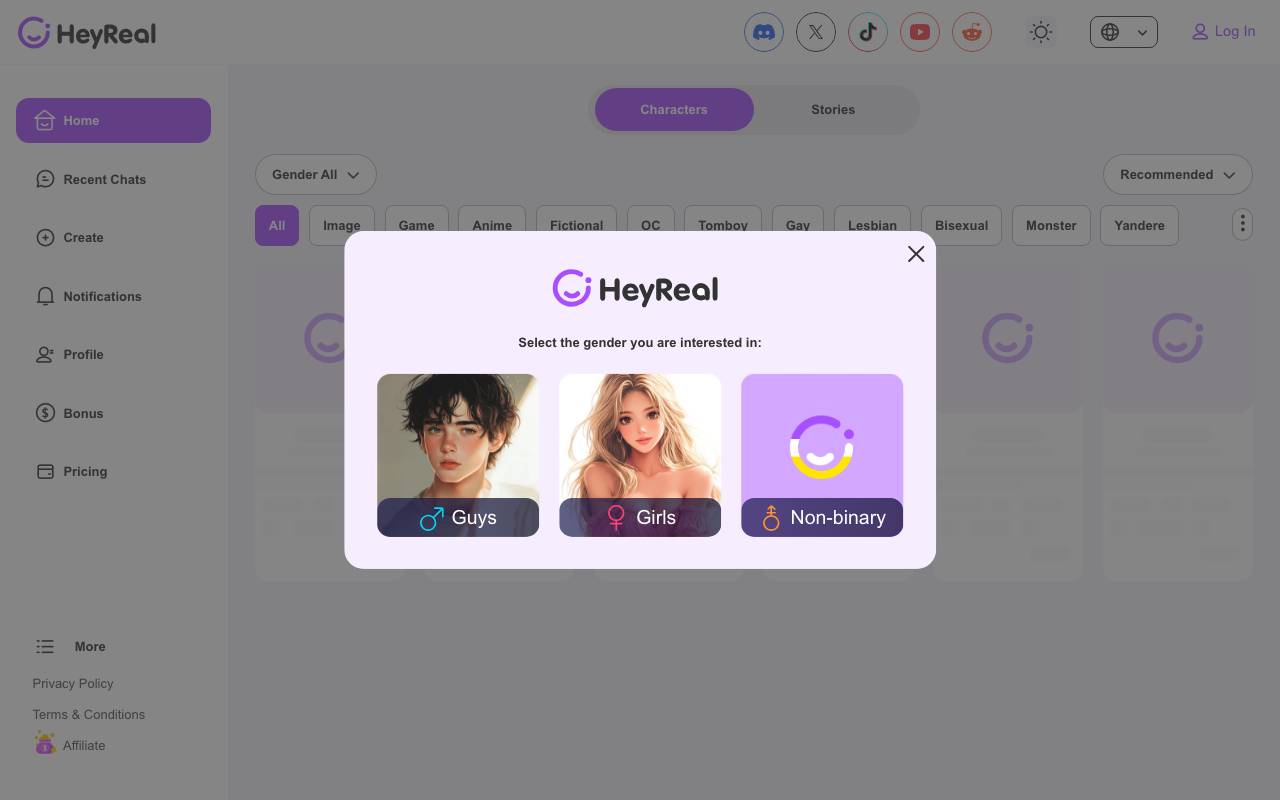 HeyReal AI website preview