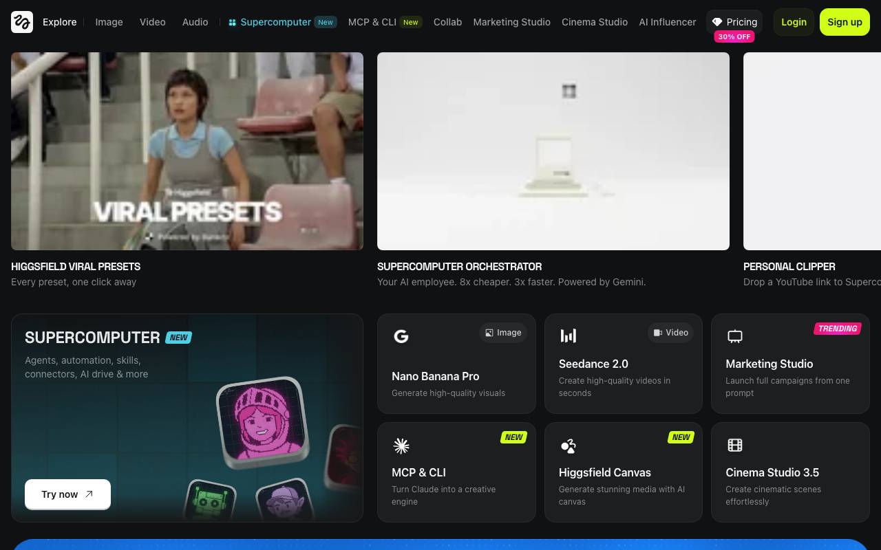 Higgsfield AI website preview