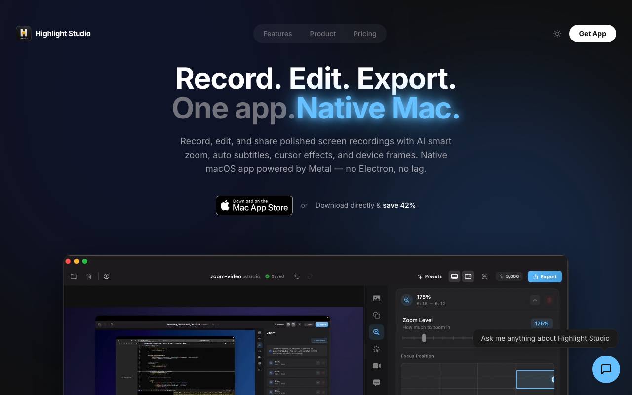 Highlight Studio website preview