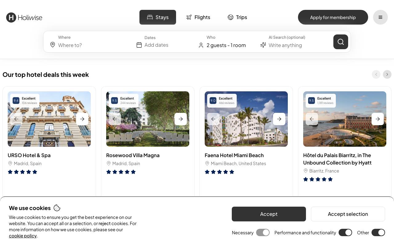 Holiwise website preview