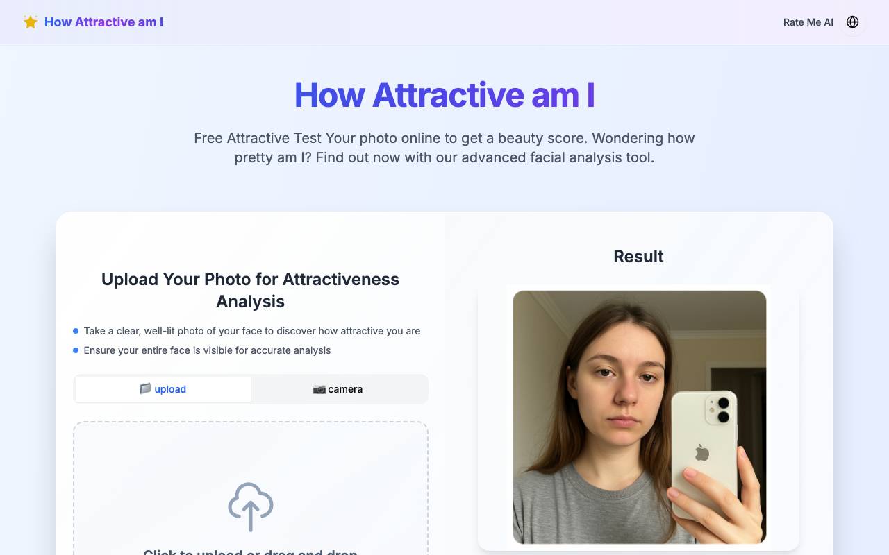 How Attractive am I website preview