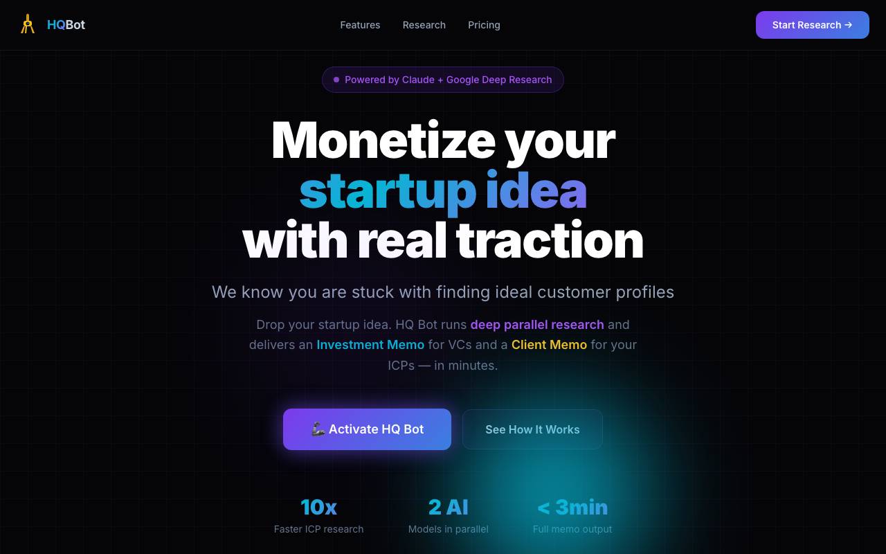 HQBot website preview
