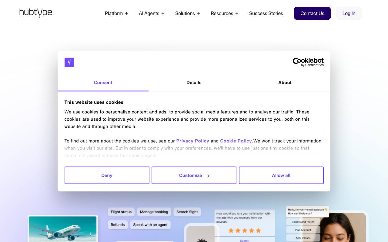 Hubtype website preview