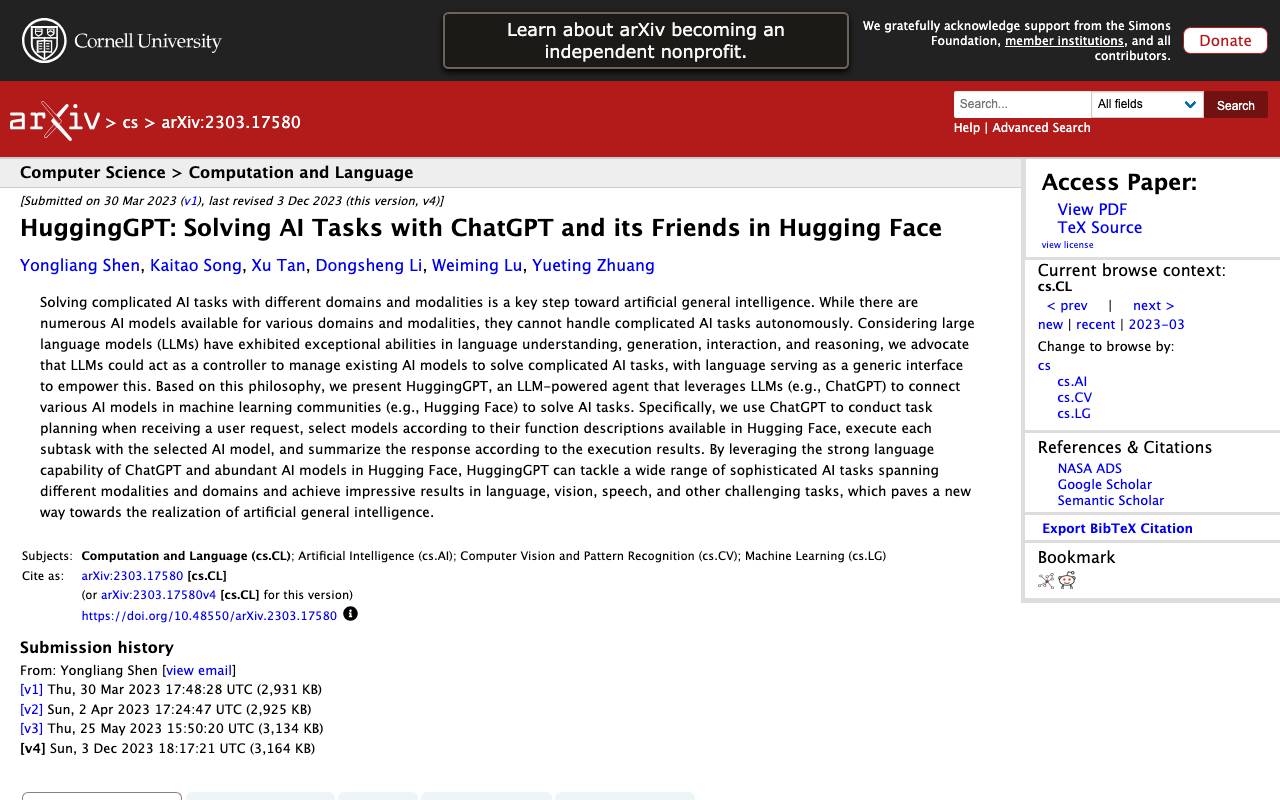 HuggingGPT website preview