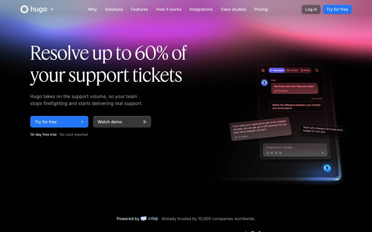Hugo AI website preview