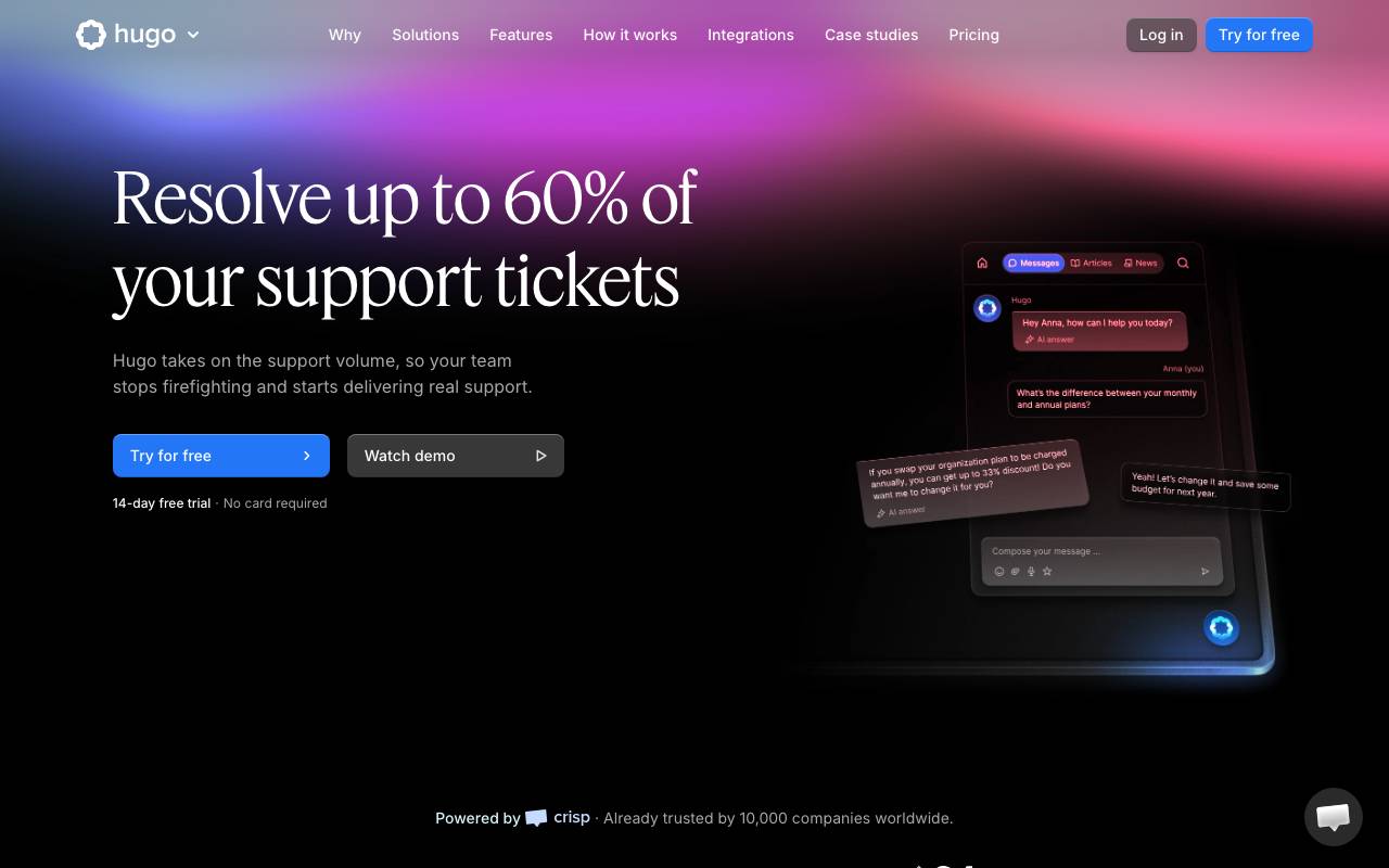 Hugo AI Agent website preview