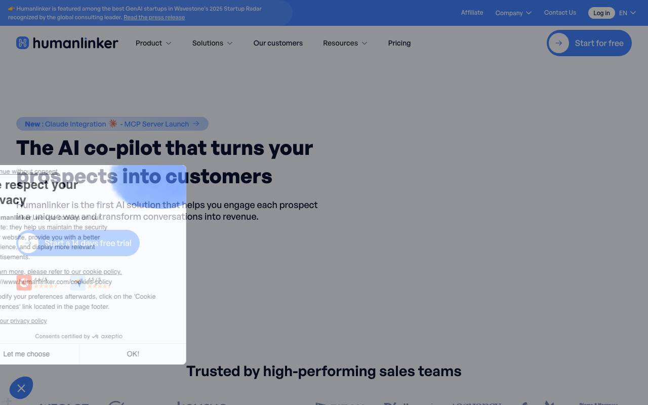 Humanlinker website preview