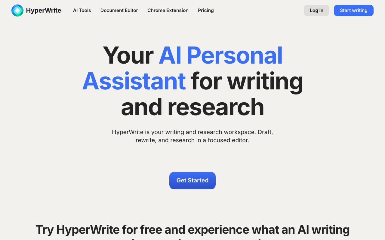 HyperWrite AI Agent website preview
