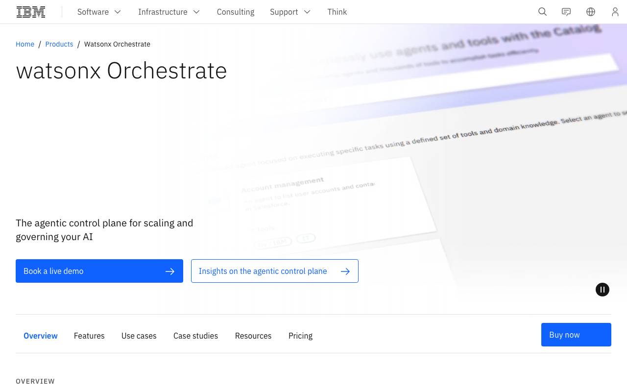 IBM watsonx Orchestrate website preview